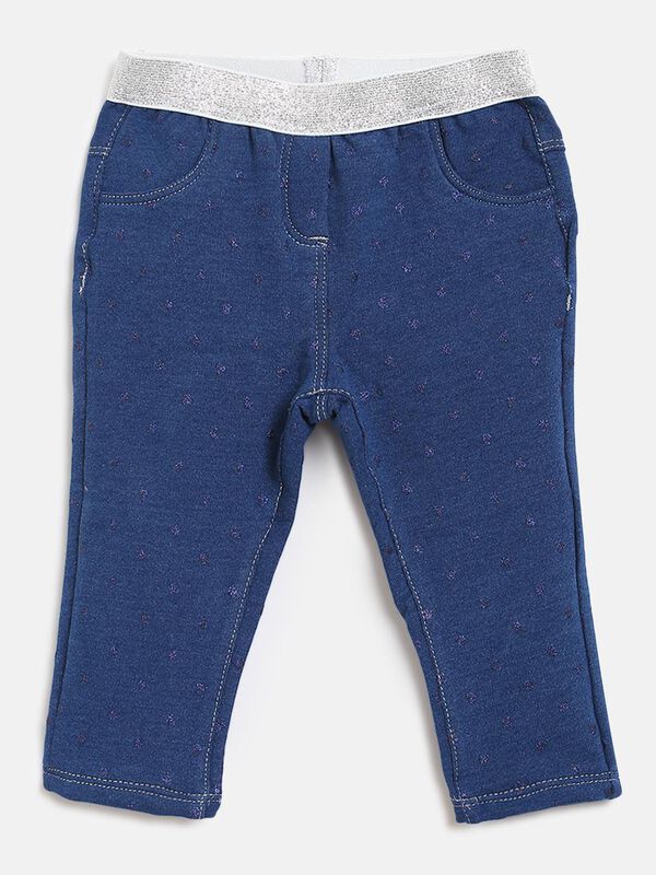Stretch Denim With Glitter Waistband -Mid Blue image number 0